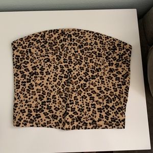 NEVER WORN garage cheetah print strapless top.